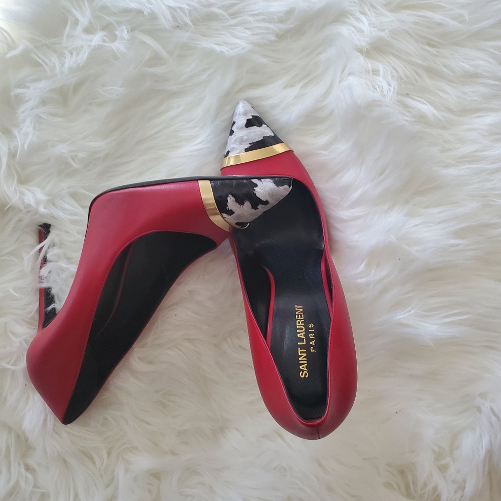 Saint laurent Pointed-Toe Python-Cap Pump, Red - Picture 12 of 16